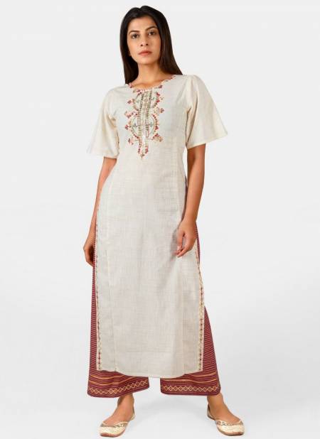 White MESMORA Heavy Fancy Ethnic Wear Khadi Designer Kurti With Bottom Collection MF-4008